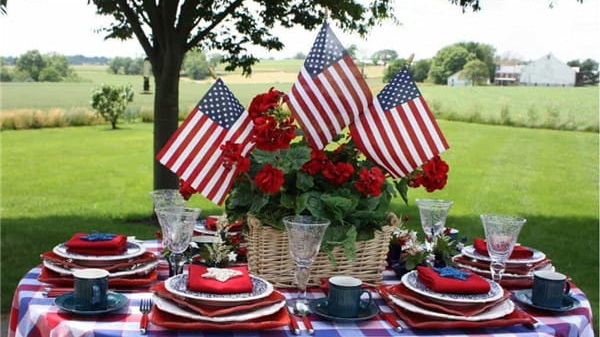 small american flags on wooden sticks